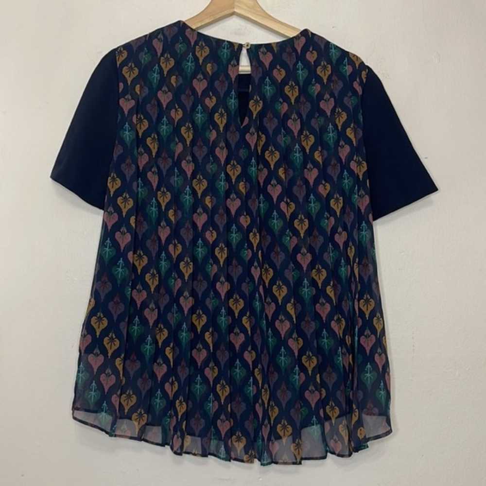 Ted Baker High Low Navy Short Sleeve Blouse Pleat… - image 4