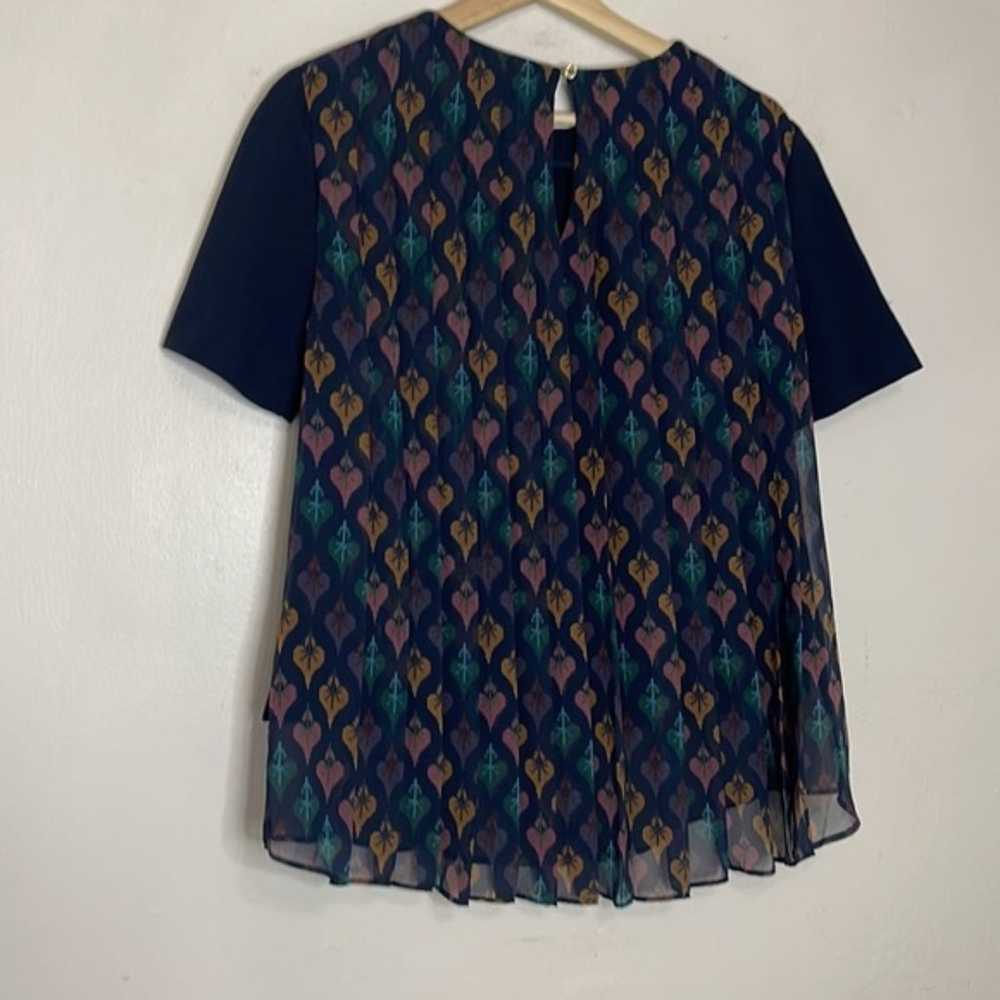 Ted Baker High Low Navy Short Sleeve Blouse Pleat… - image 5