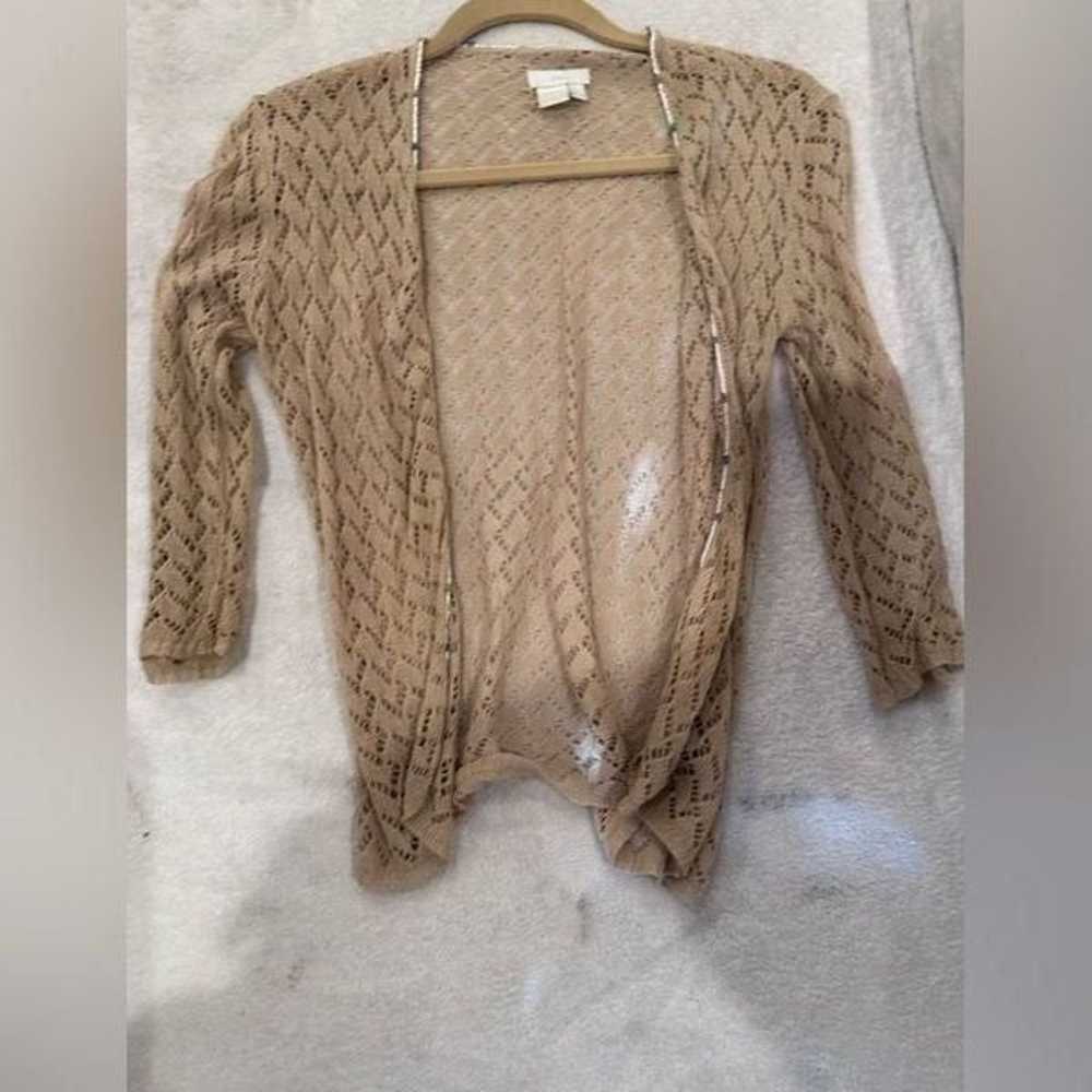 Tan with beads set size M cardigan and tank top z… - image 9