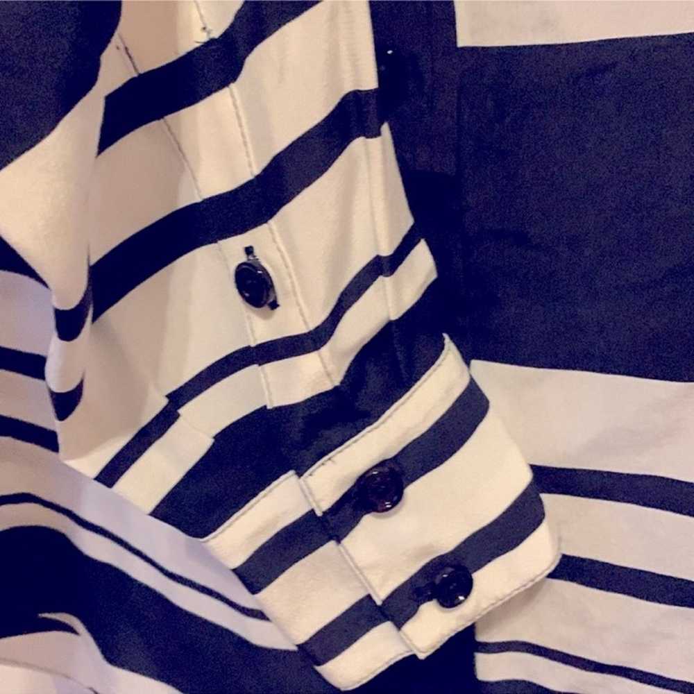 Kate Spade Black & White Silk Striped Button Down… - image 3