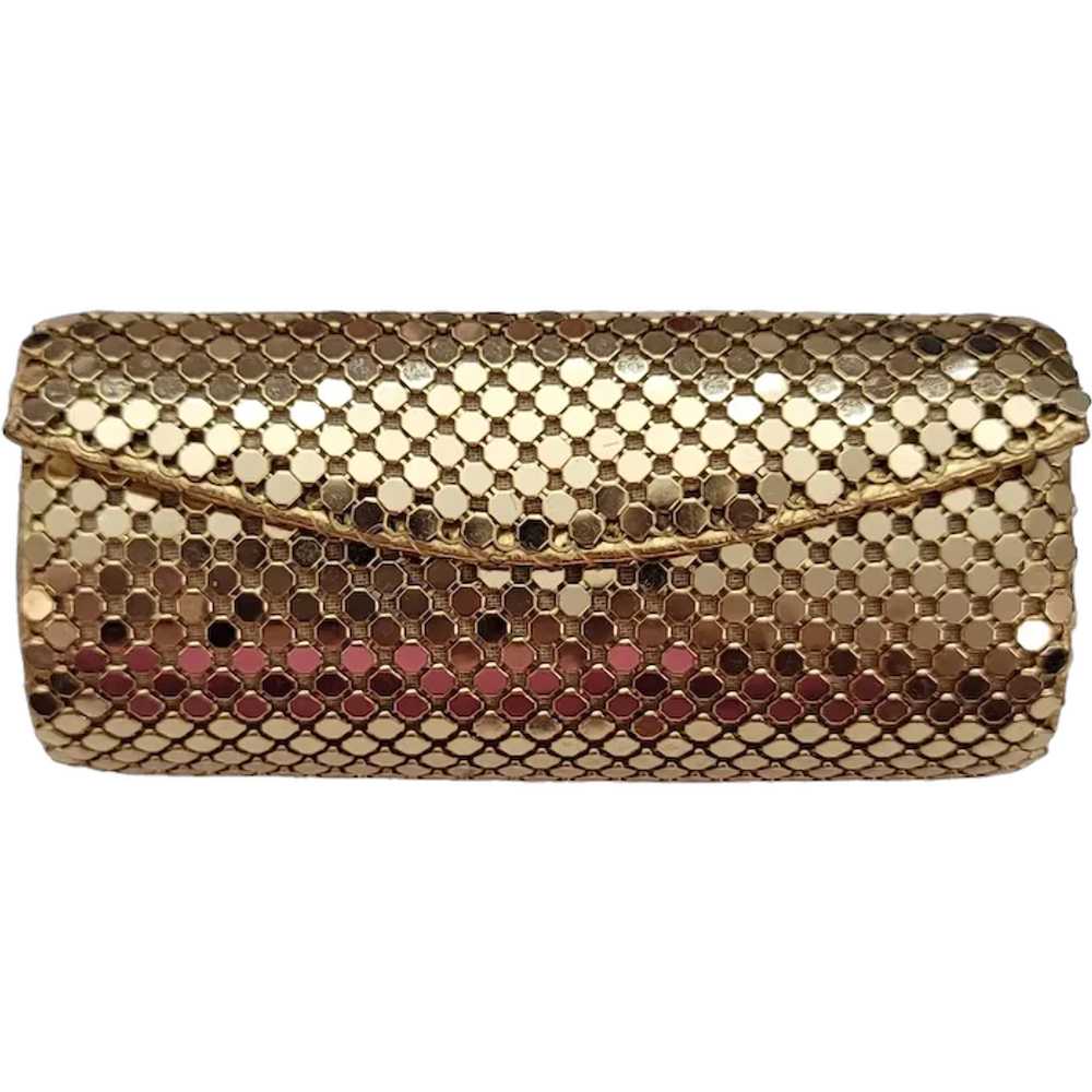 Whiting & Davis Gold Tone Snap Closure Mesh Mirro… - image 1