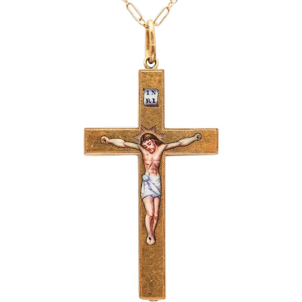 Byzantine Revival 1850 Enameled Polychrome Cross … - image 1