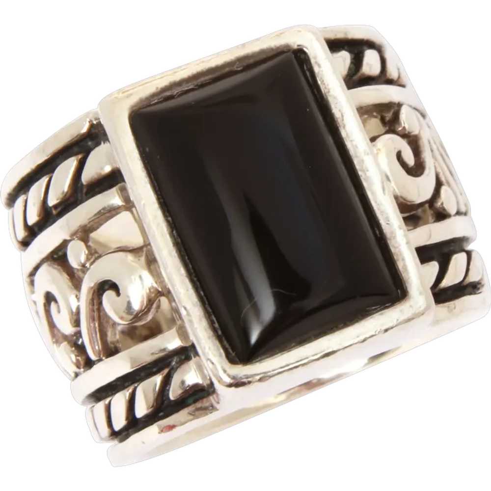 SILPADA Sterling Onyx Ring Size 6.5, Wide Band wi… - image 1