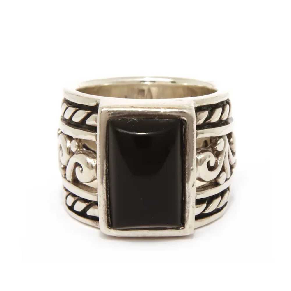 SILPADA Sterling Onyx Ring Size 6.5, Wide Band wi… - image 2