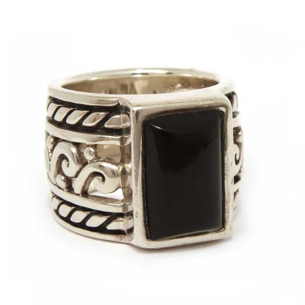 SILPADA Sterling Onyx Ring Size 6.5, Wide Band wi… - image 3