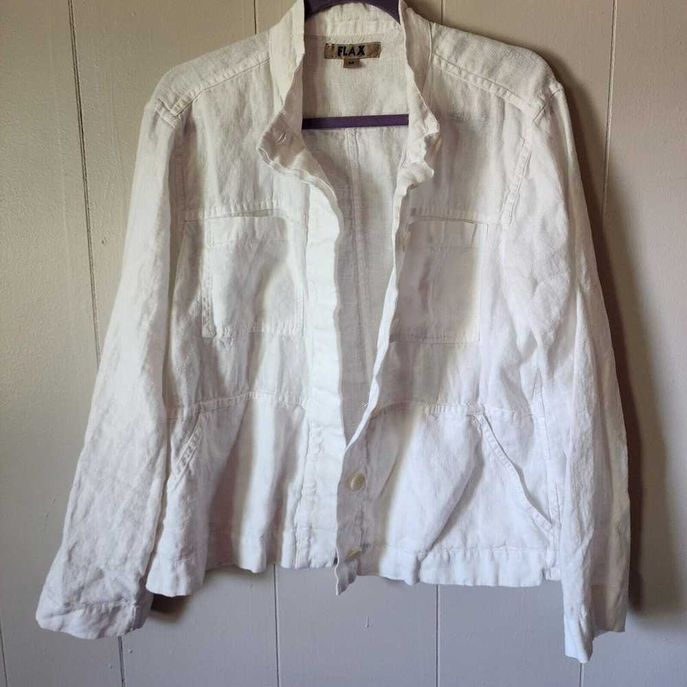 Flax Womens Medium White Linen Lightweight Jacket… - image 2
