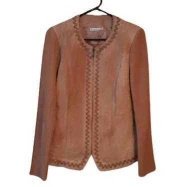 Peter Nygard Stamped Leather Jacket Tan Brown VINT