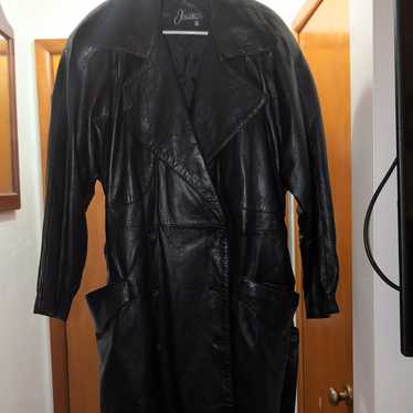 A very black leather woman's coat Size 9/10