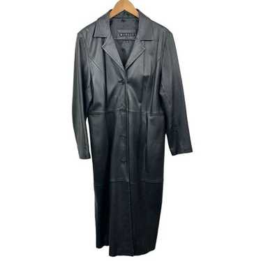VTG WINLIT Black Leather Trench Coat, Large