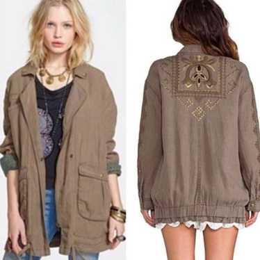 Free People Rugged Embroidered Utility Jacket size