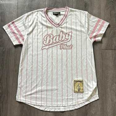 Y2K White And Pink Baby Phat Pinstripe Baseball Je