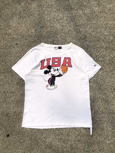 Champion × Disney × Vintage VTG Mickey Mouse USA T