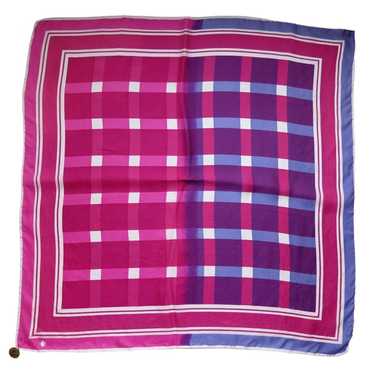 Vintage VERA Scarf Pink Purple Check Square Rayon… - image 1