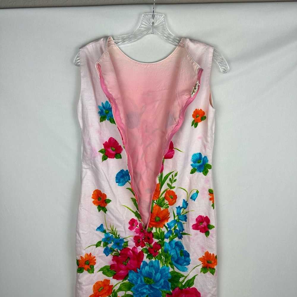 Vintage Zacuto Pink Floral Midi Knee Length Dress… - image 8