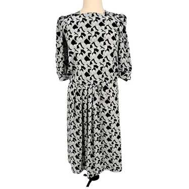 Vintage Drop Waist Print Midi Dress Size 12 - image 1