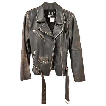 VEDA 100% leather jacket with lace under outlet