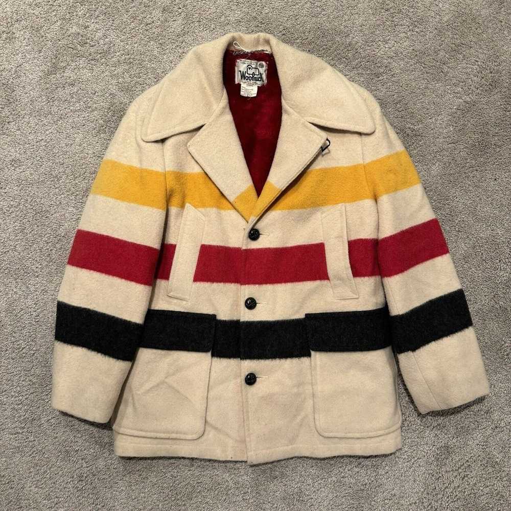 Vintage Hudson Bay Woolrich Striped Blanket Jacke… - image 1