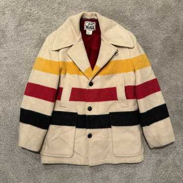 Vintage Hudson Bay Woolrich Striped Blanket Jacke… - image 1