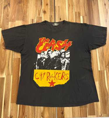 \"the clash punk rook t-シャツ\" vtg 80s THE CLASH PUNK ROCK BAND NEW WAVE RED STAR LOGO