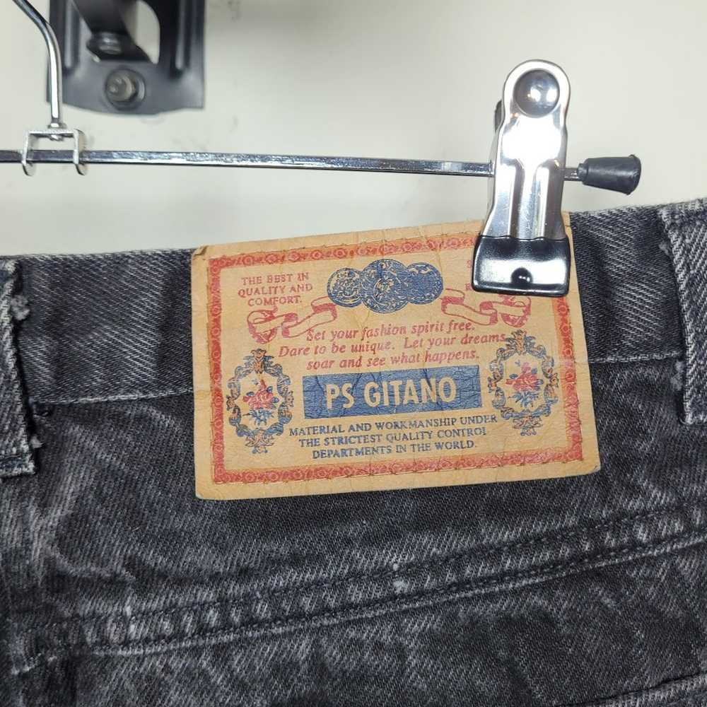 Gitano 90s Y2K Black Thick Denim Jeans sz 14 Short - image 2
