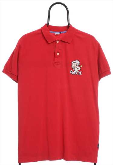 Retro Popeye Red Polo Shirt Mens