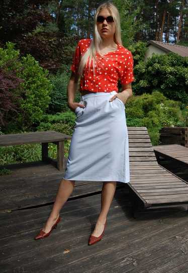 Vintage 70's pencil small stripped tailored skirt… - image 1