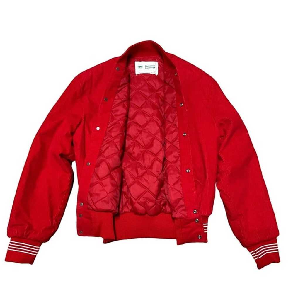 VTG RED CORDUROY BOMBER JACKET SZ L USA MADE QUIL… - image 2