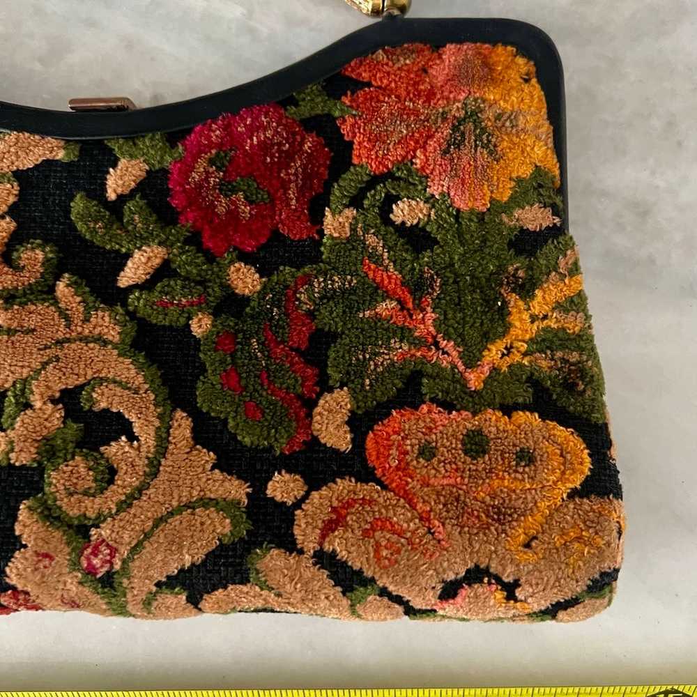 Vintage 60's VERDI Floral Carpet Tapestry Brocade… - image 12