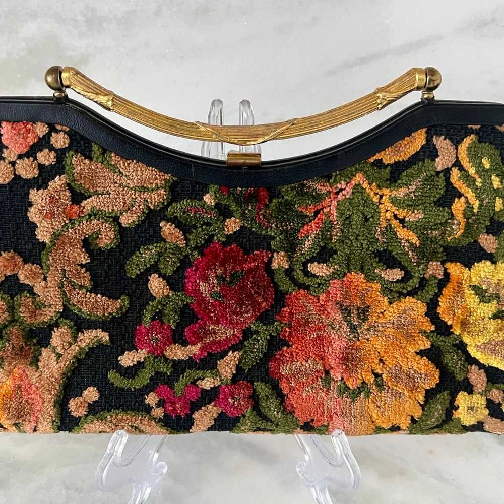 Vintage 60's VERDI Floral Carpet Tapestry Brocade… - image 1