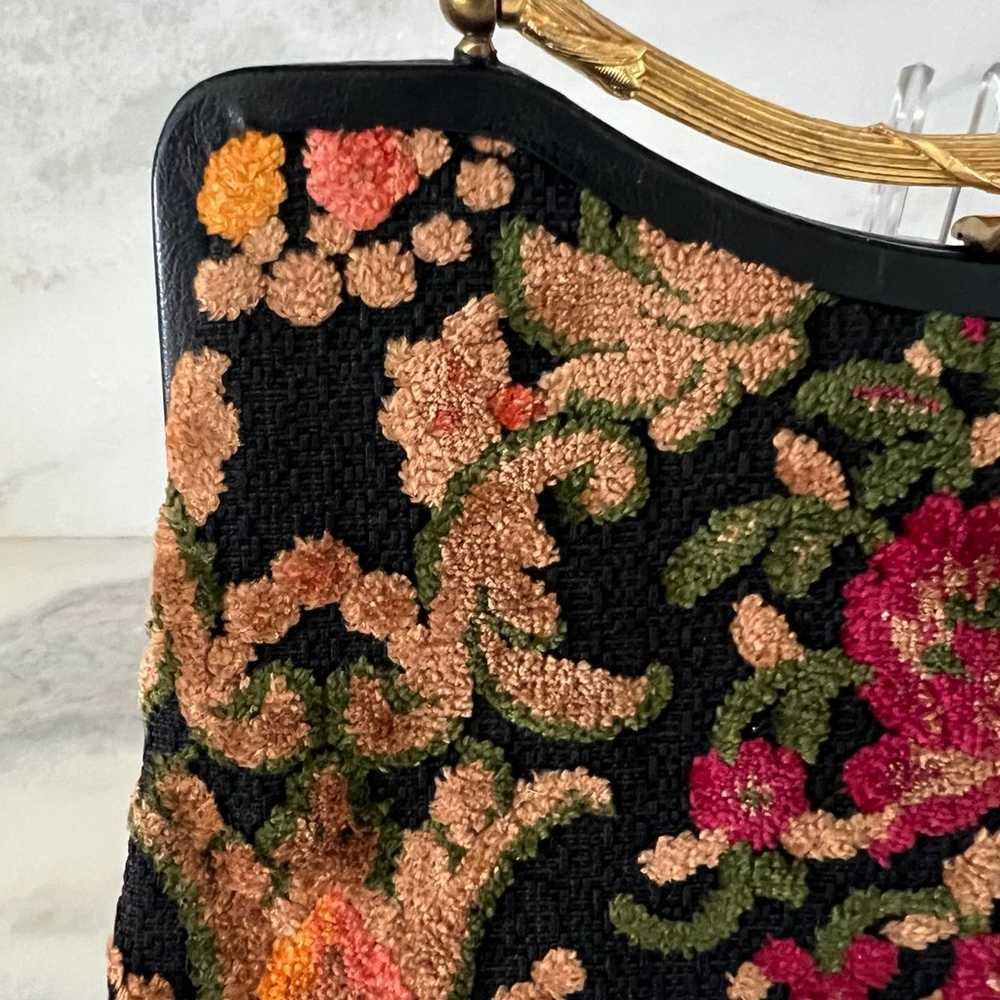 Vintage 60's VERDI Floral Carpet Tapestry Brocade… - image 2
