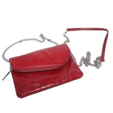 HOBO Red Leather Crossbody Bag with Silver Chain S