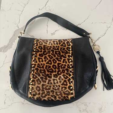 Michael Kors Brooke large leather and leopard cal… - image 1