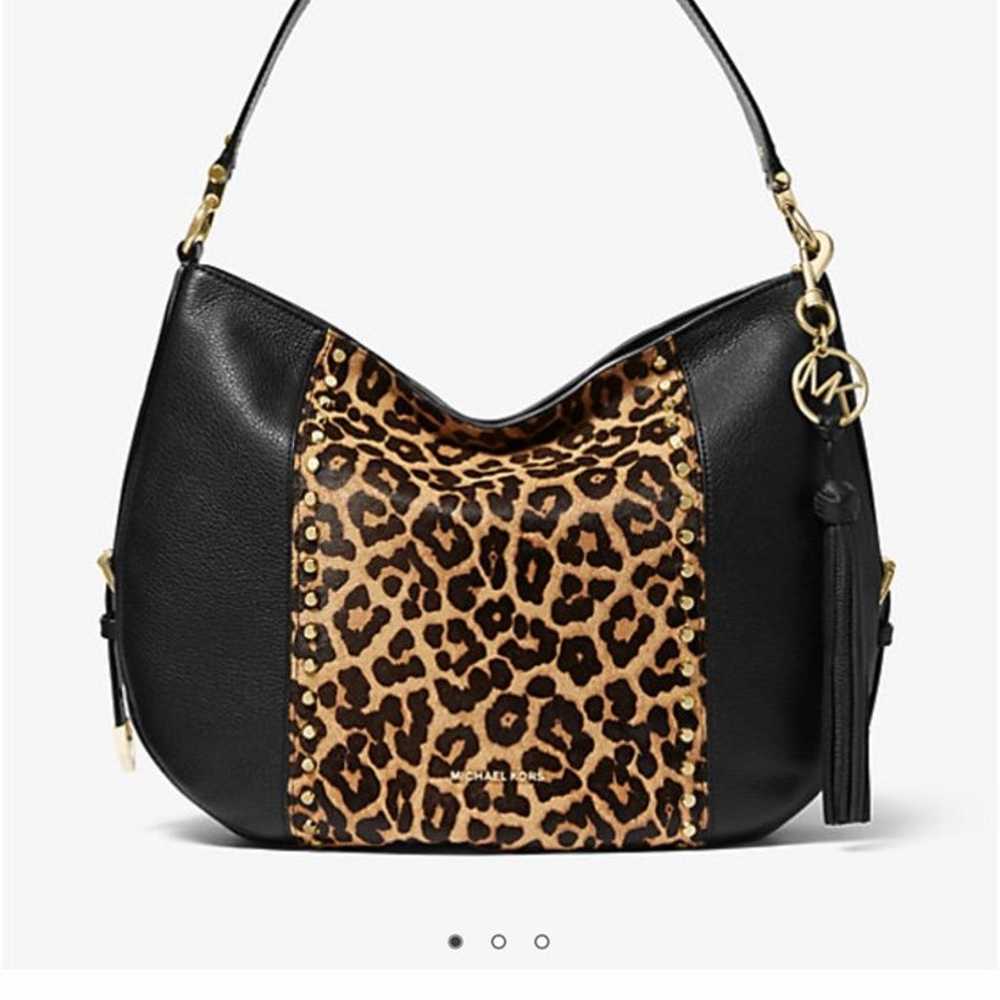 Michael Kors Brooke large leather and leopard cal… - image 2