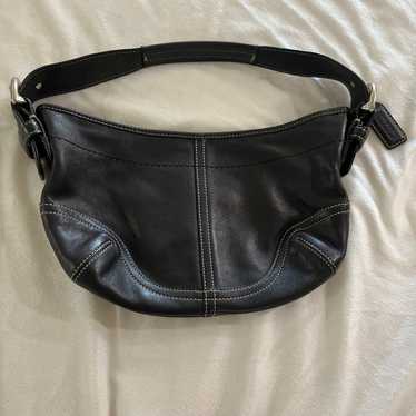 Coach black leather vintage shoulder bag - image 1