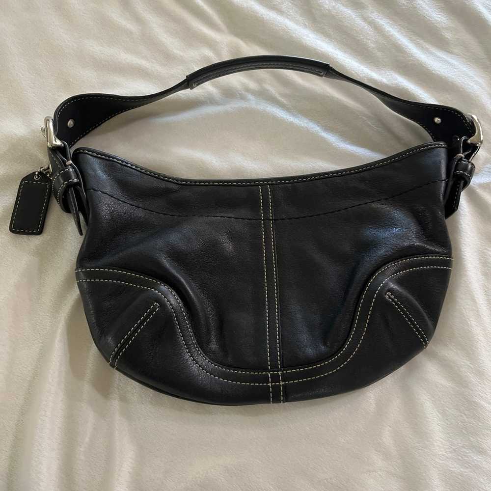 Coach black leather vintage shoulder bag - image 3