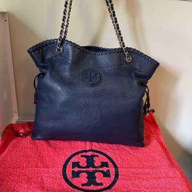 Tory Burch navy blue leather bag