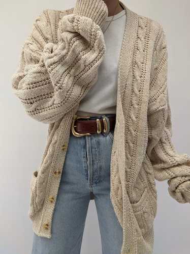 Vintage Oat Cable Knit Cardigan