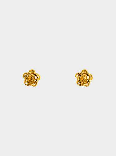Chanel 1980s Gold Chain Link CC Clip-on Earrings