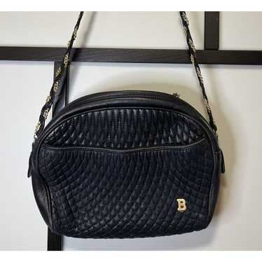 BALLY Quilted Chain Shoulder Bag Leather Navy Blu… - image 1