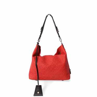 LOUIS VUITTON Leather Embossed Antheia Hobo Red PM - image 1