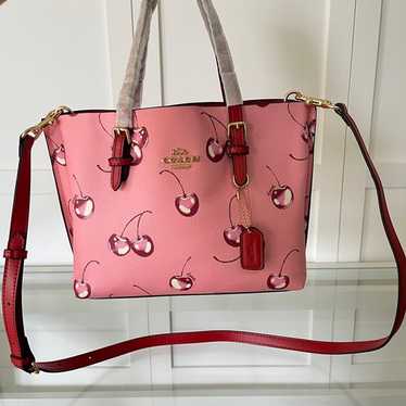 COACH new mollie red cherry tote bag