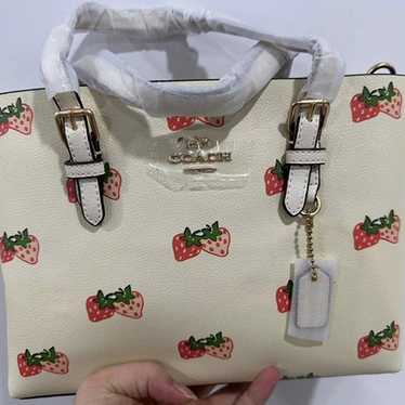 Coach Mollie Tote 25 With Strawberry Print - image 1