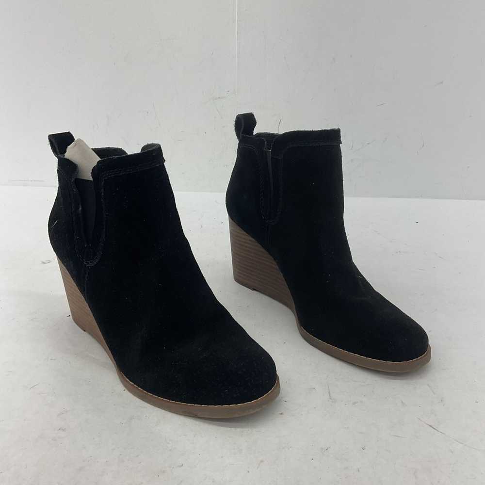 Crown Vintage Black Suede Slip On Wedge Ankle Boo… - image 1