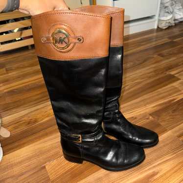 Michael Kors Riding Boots Logo Black And Brown | S