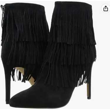 NEW Steve Madden flapper black fringe Suede high … - image 1