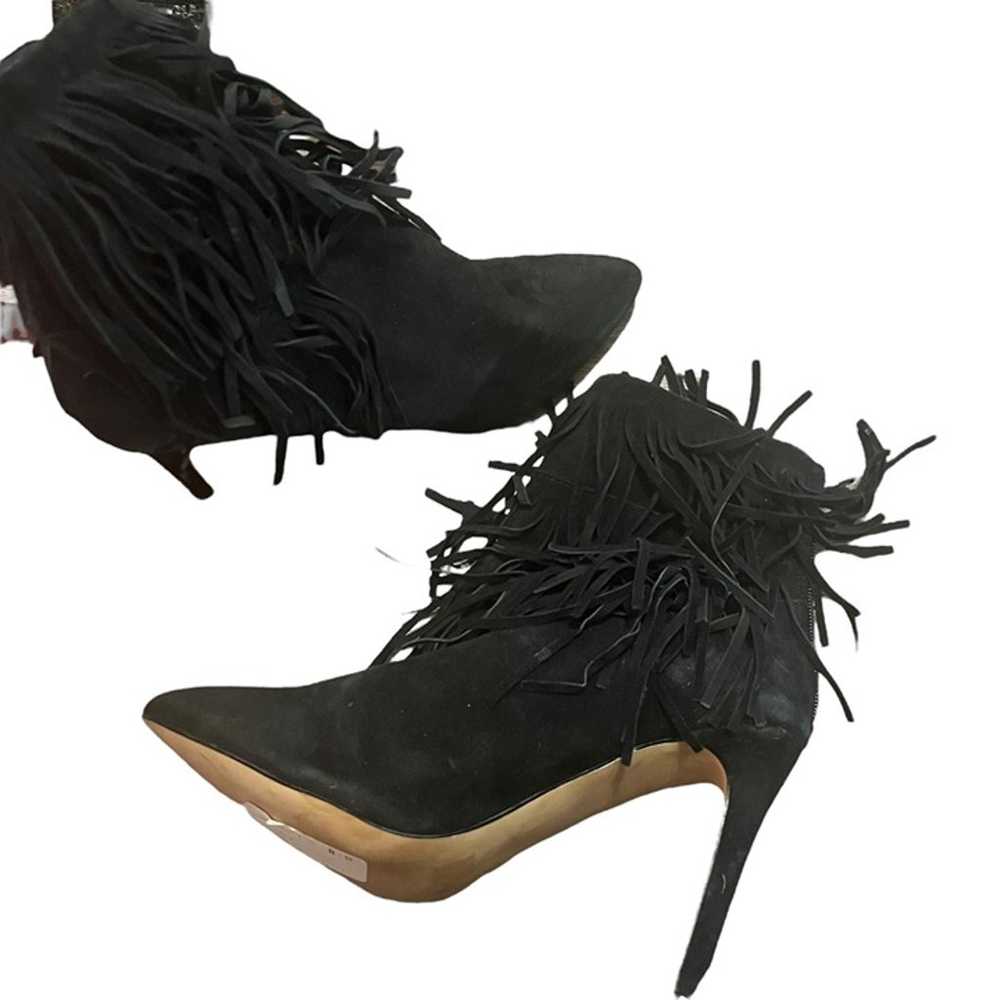 NEW Steve Madden flapper black fringe Suede high … - image 2