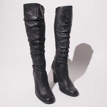 BLACK LEATHER KNEE-HIGH BOOTS