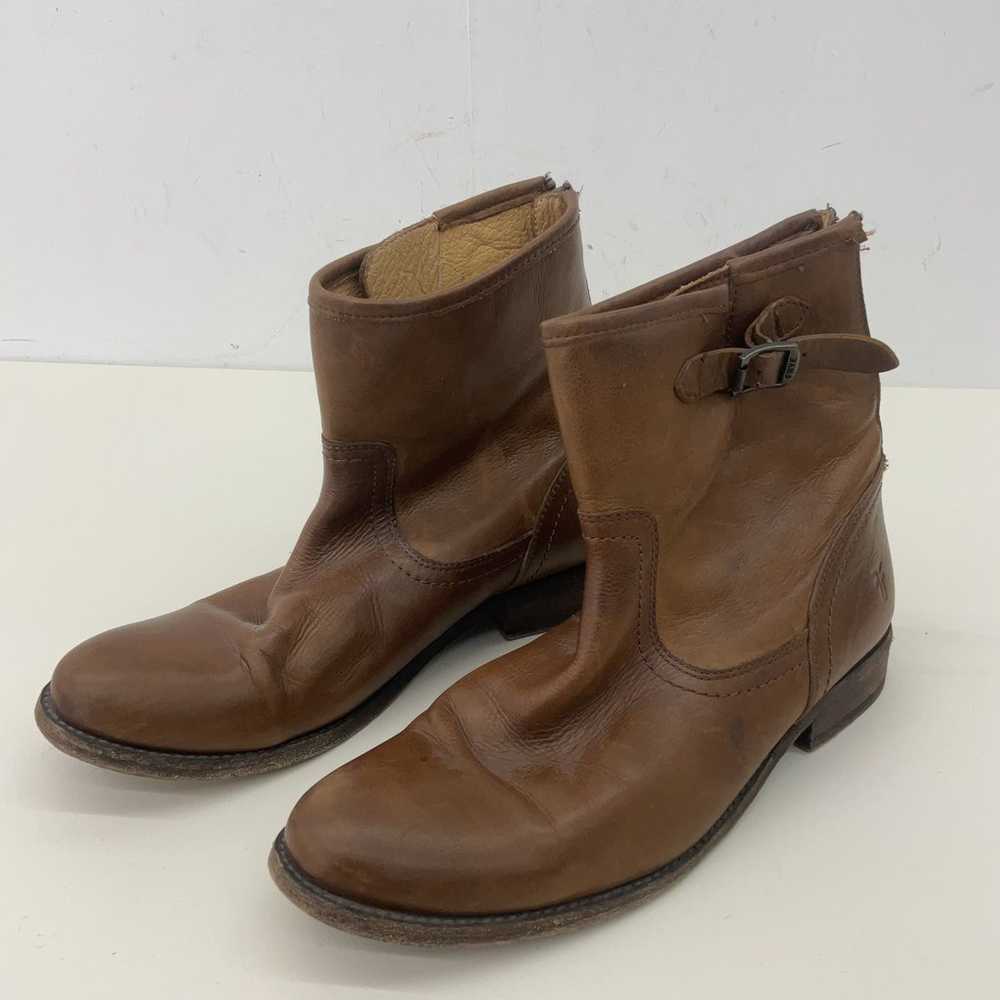 Vintage FRYE Brown Leather Biker Boots Women's Si… - image 4