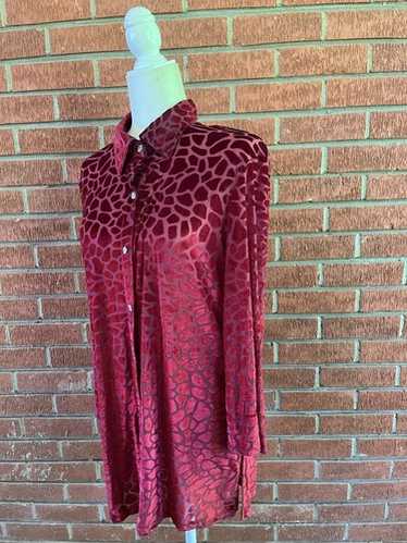Ruby Rd. Leopard Print Red Sheer Button Down Jack… - image 1