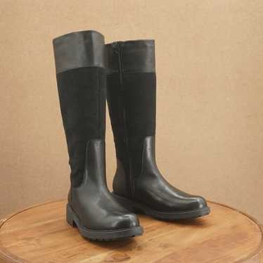 Clarks Womens Orinocco Boots Riding Tall Black Lea